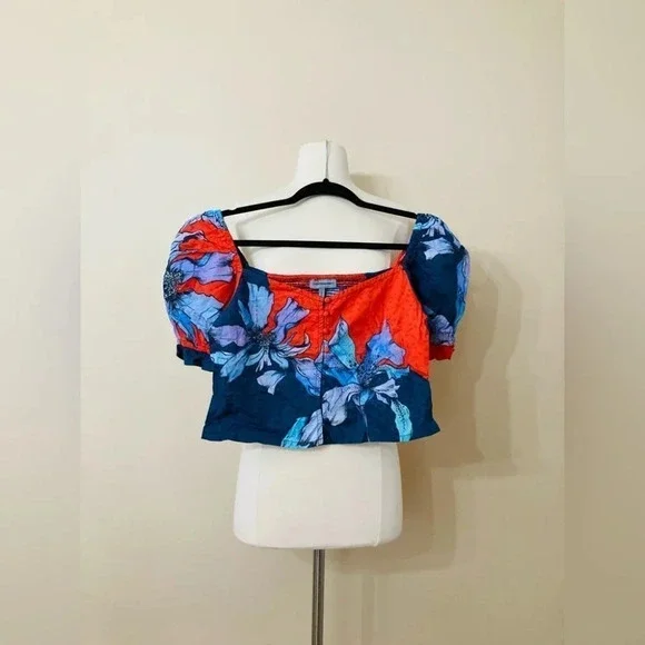 Anthropologie Conditions Apply Floral Puff-Sleeved Blouse Size Small NWOT - Picture 2 of 12